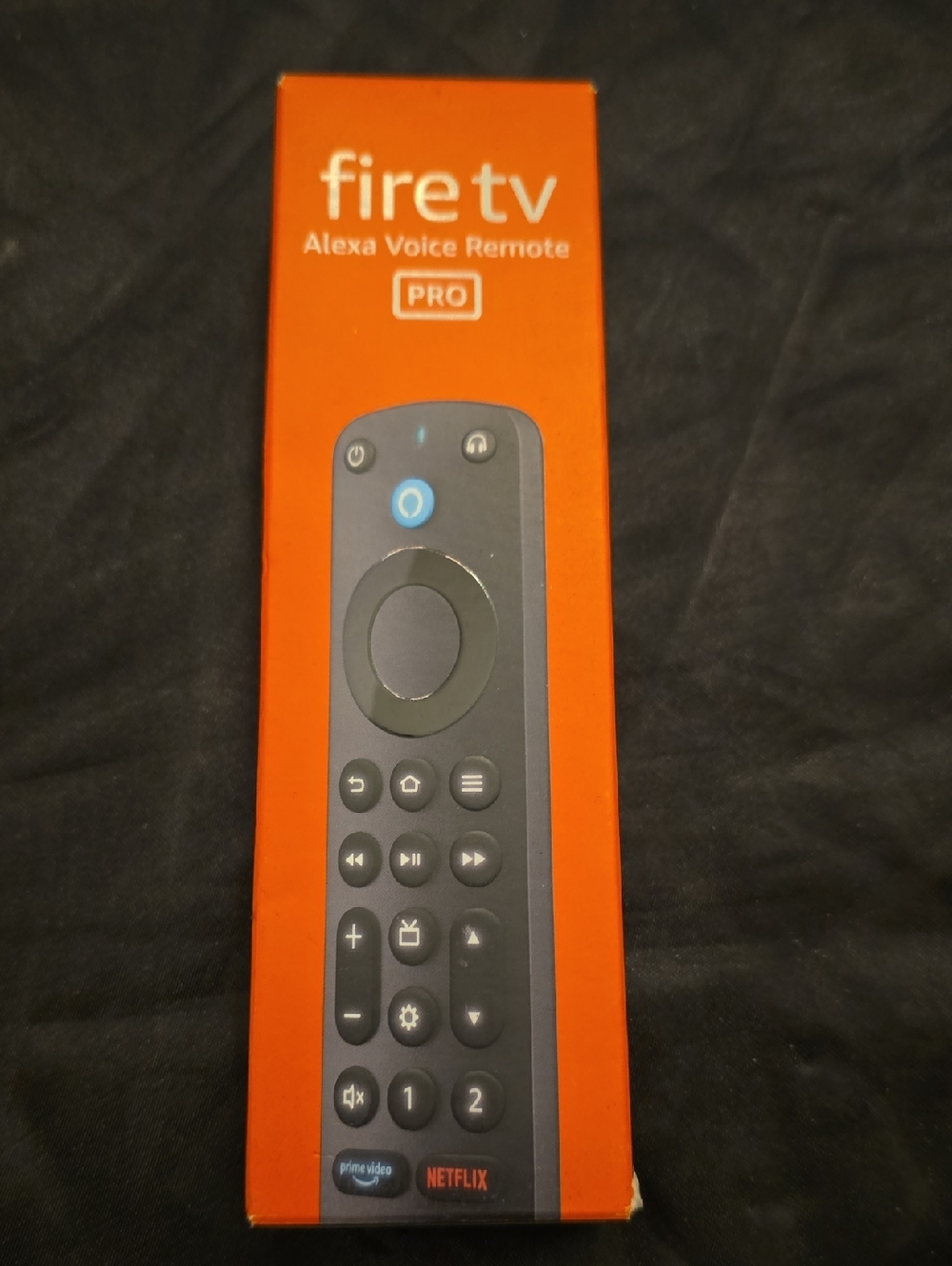 Amazon Fire TV Alexa Voice Remote Pro - Black with Orange Box